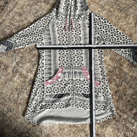 ANAMA Womens Zip Up Hoodie XS Multicolor Aztec Boho Hi Low Anthropologie Hippie - Picture 9 of 12
